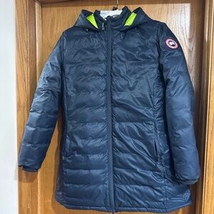 Canada Goose Navy Jacket with Bright Green Lining